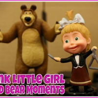 Pink Little Girl and Bear Moments